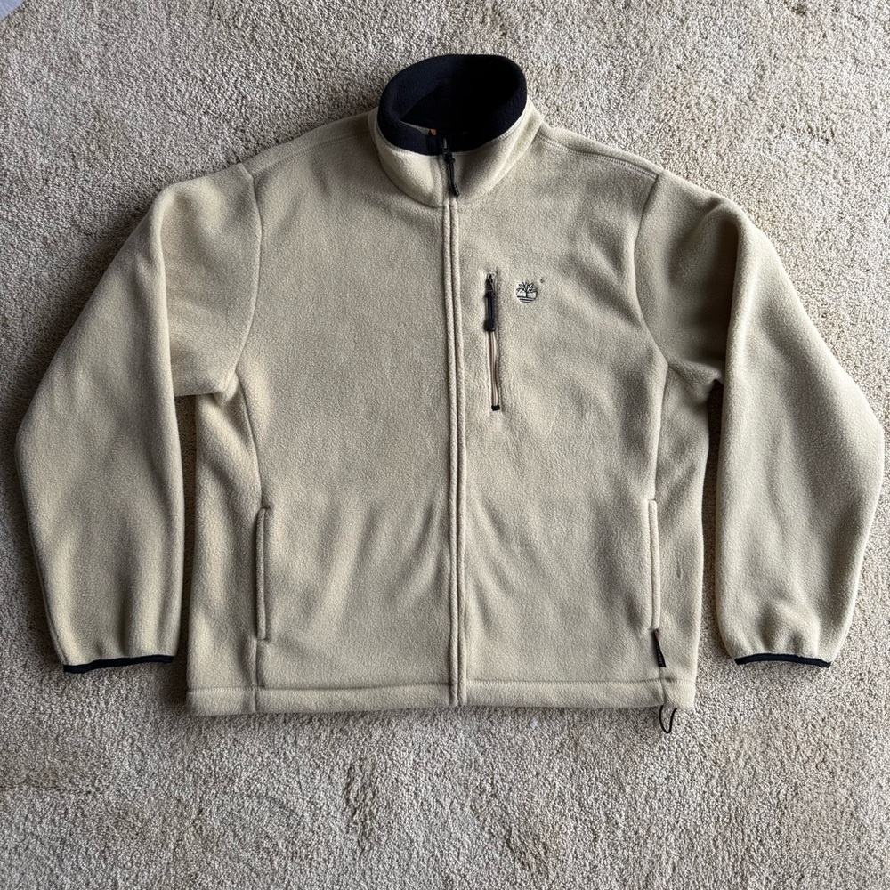 Timberland Polartec Fleece Jacket Men’s L Beige Full Zip Outdoor